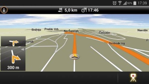 Navigonov navigacijski zaslon učinkovito deluje tudi v ležečem načinu.